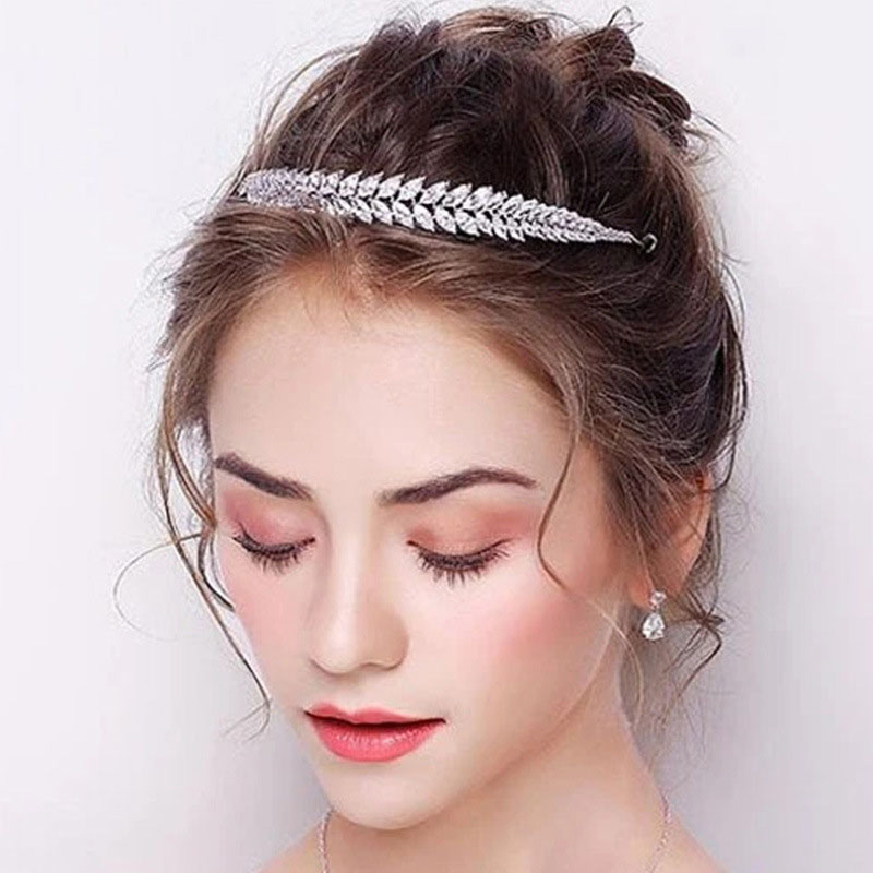 Luxury Zircon Hair Band Headdress Wedding Dress Accessories Exquisite Leaves Bridal Hair Band Distributor