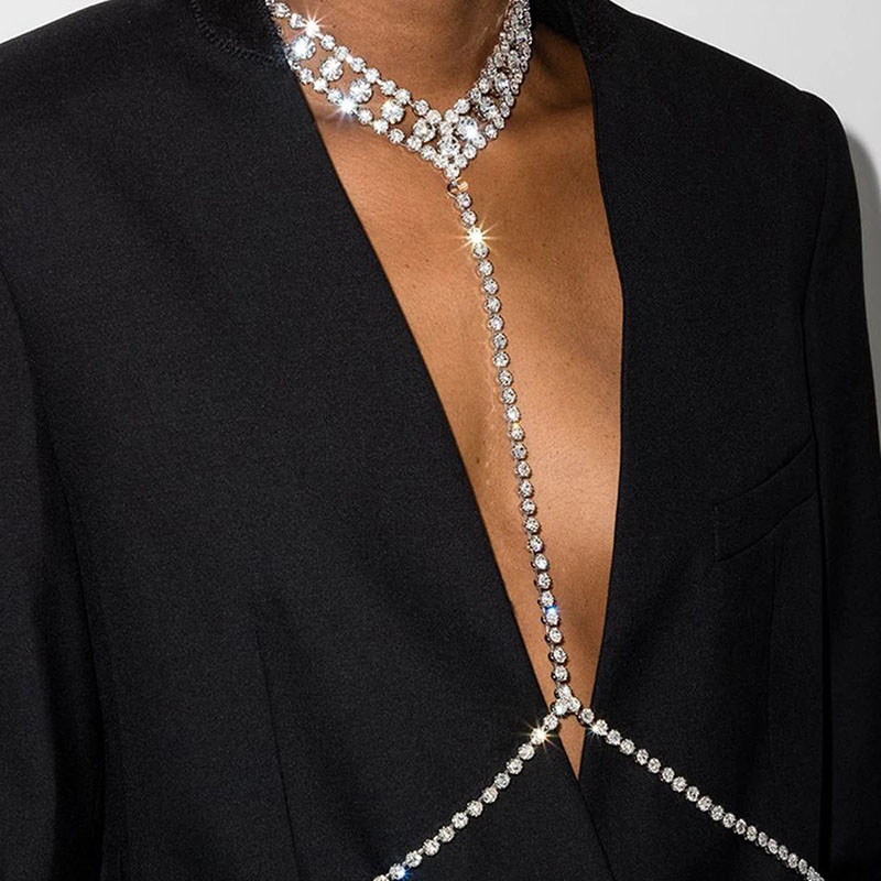 Wholesale Fashionable Full Diamond Necklace Rhinestone Body Chain Waist Chain