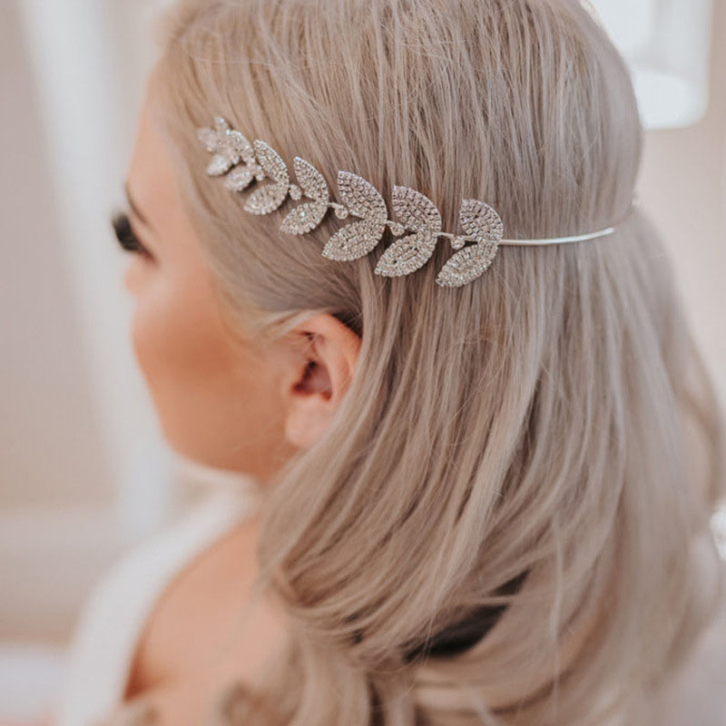 Fashion Leaf Rhinestone Hair Band Wedding Dress Accessories Simple Temperament Bride Headdress Distributor