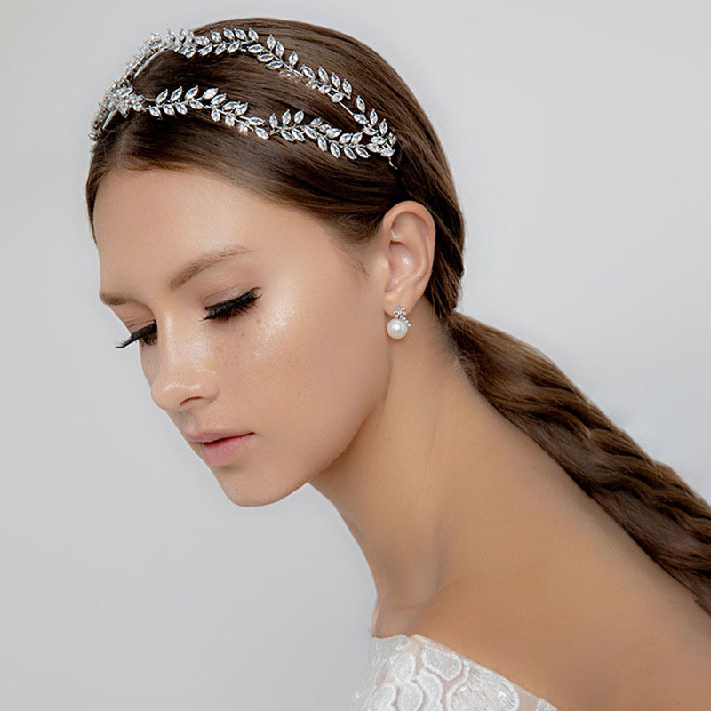 Wholesale Exquisite Luxury Double Zirconia Hair Band Wedding Dress Accessories Fashion Headdress