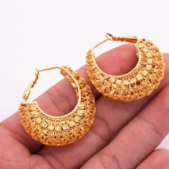 24k Gold Plated Copper Earrings African Luxury Earring Hoop Earrings Manufacturer