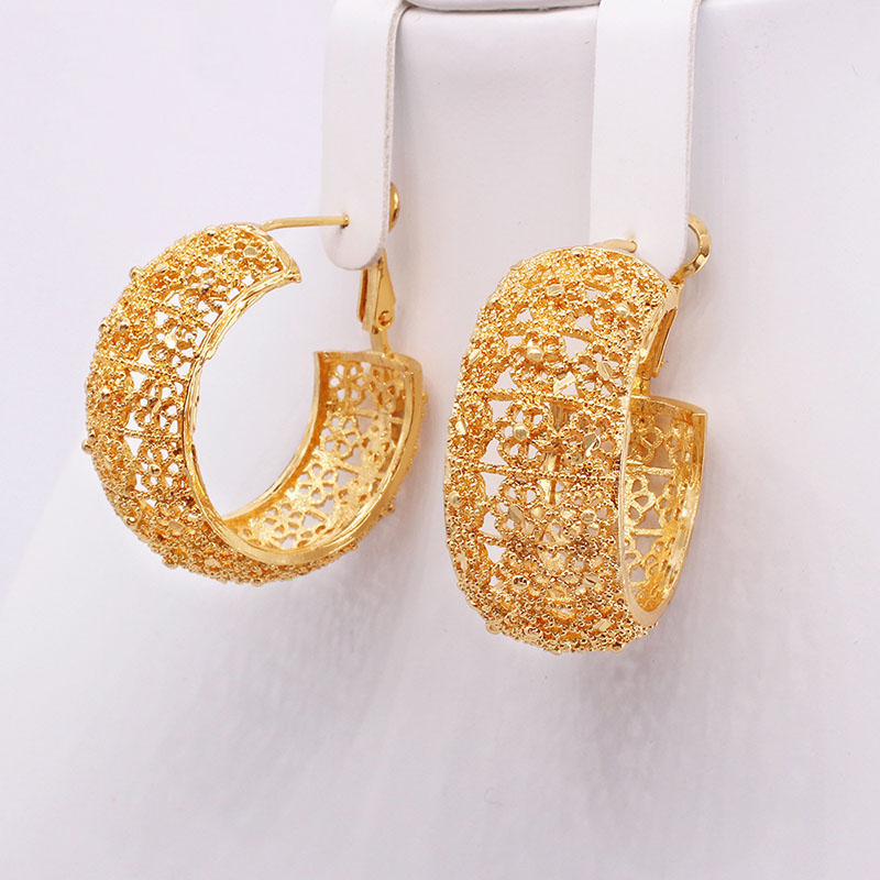 Dubai Bridal Earrings 24k Gold-plated Copper Earrings Manufacturer