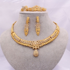 24k Gold Plated 24k Gold Necklace Earrings Bracelet Ring Set Manufacturer