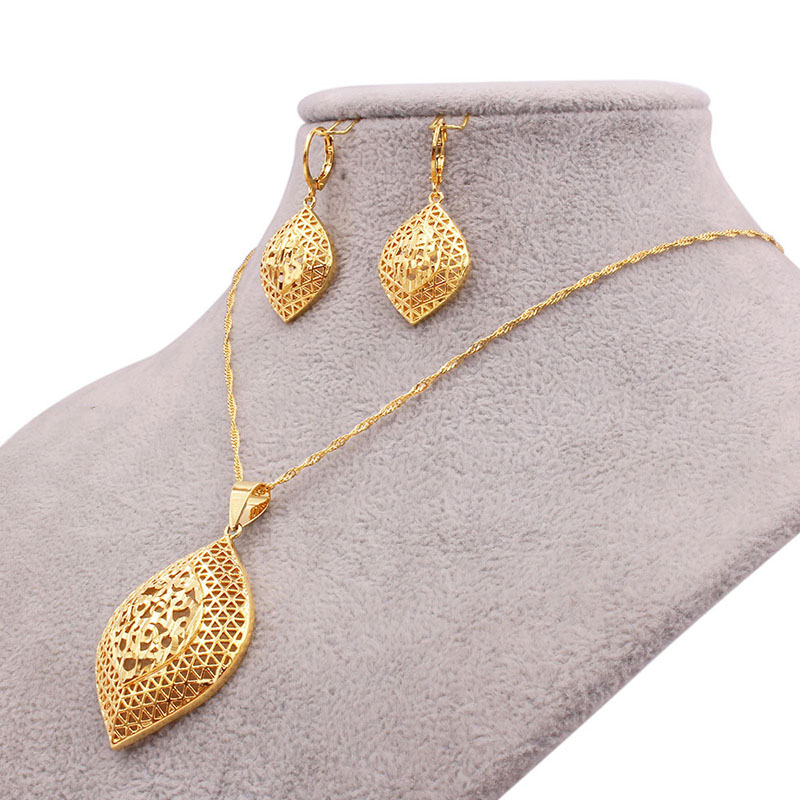 24k Gold Plated Bridal Necklace Earrings Ring Supplier
