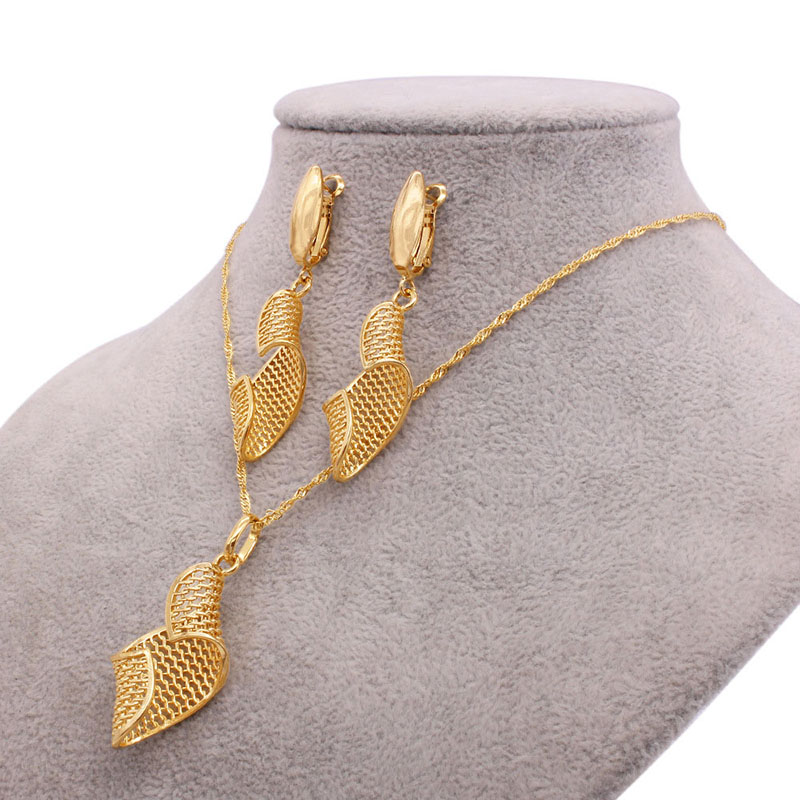 24k Gold Plated Necklace Earrings Set Of Two Supplier