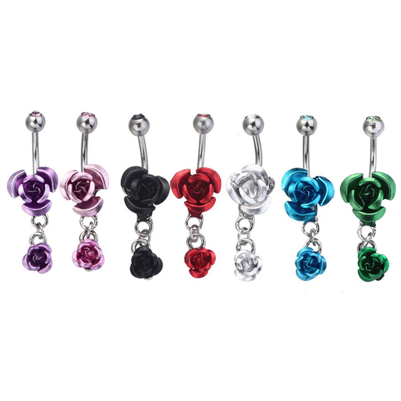 Wholesale Jewelry Double Roses Belly Button Ring Belly Button Piercing