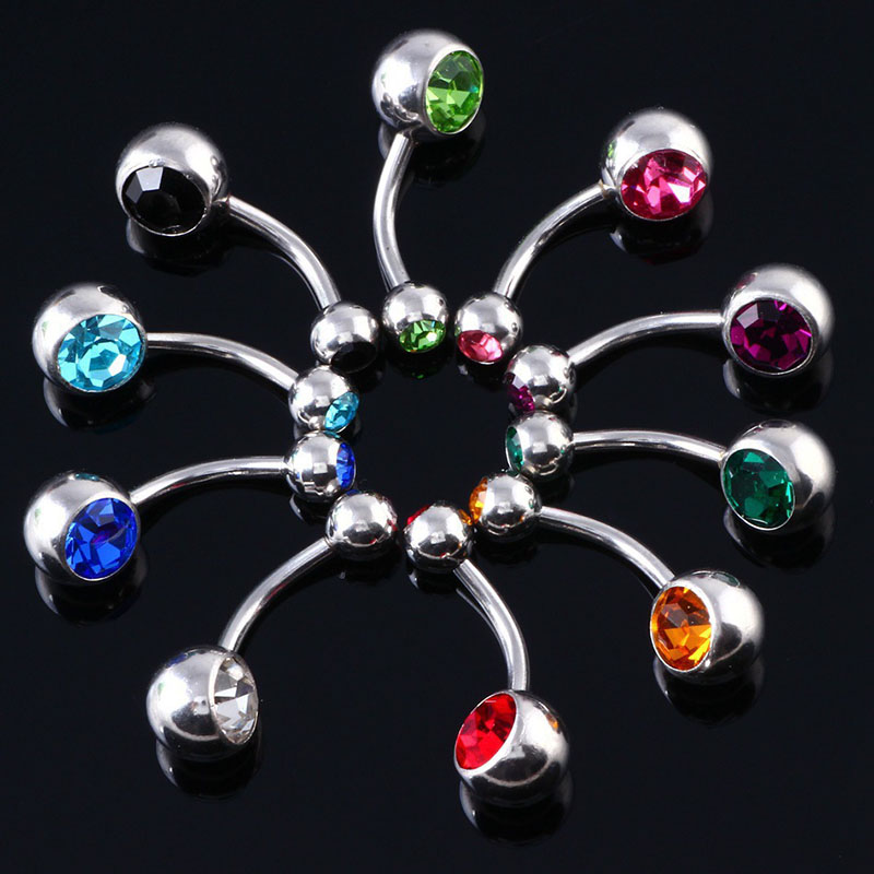 Wholesale Jewelry Double Diamond Belly Button Studs Large Diamond Belly Button Navel Studs Nipple Stud Earrings