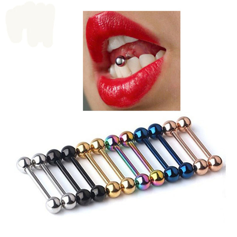 Wholesale Jewelry 316l Stainless Steel Titanium Plated Color Black Rose Gold Tongue Ring Tongue Nail