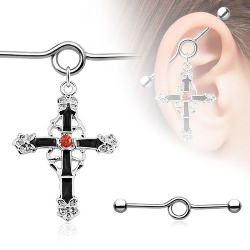 Wholesale Jewelry Oil Dripping Cross Long Ear Studs