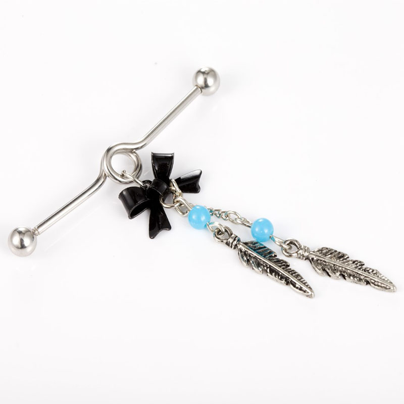 Bow And Feather Long Ear Bone Studs Distributor