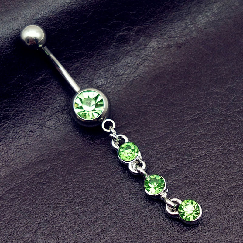 Personalized Green One Piece Diamond Chain Belly Button Ring Distributor