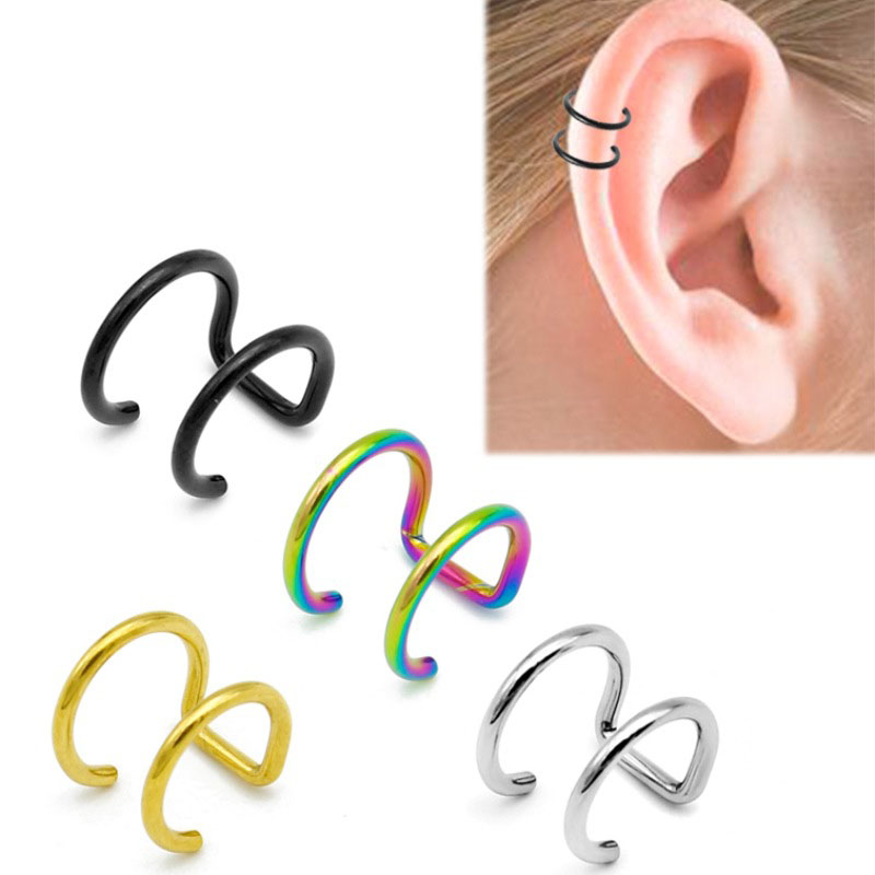 Wholesale Jewelry Stainless Steel Two-ring Ear Clips Ear Bone Stud Piercing