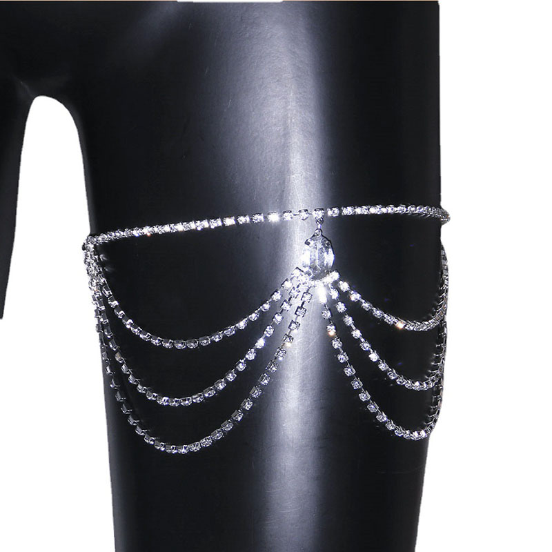 Wholesale Accessories Card Diamond Multi-layer Body Chain Fashion Stretch Rope Leg Chains