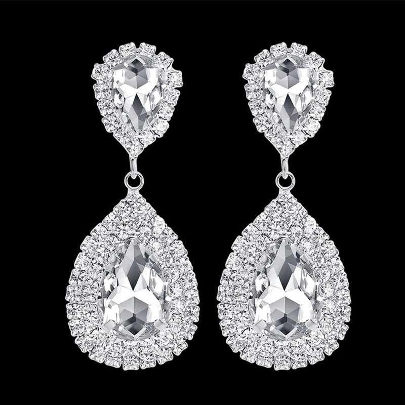 Fashion Rhinestone Drop Crystal Earrings Ladies Prom Drop Earrings Manufacturer