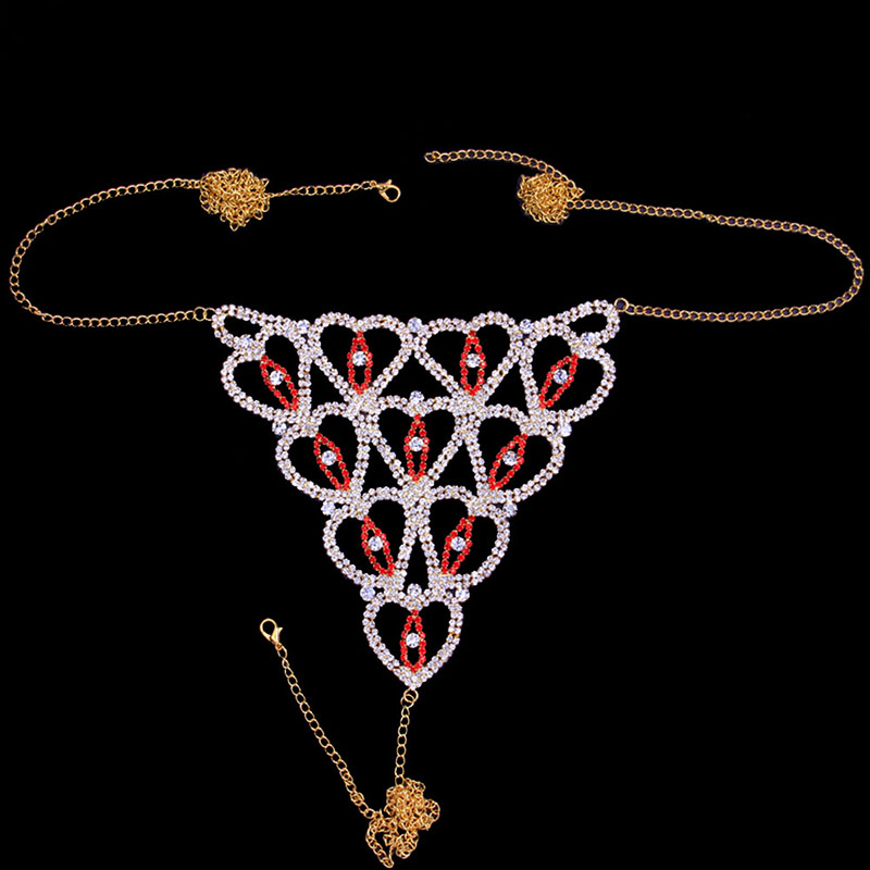 Wholesale Rhinestone Claw Chain Body Chain Heart-shaped Sexy Bikini Drill Panties Body Chain