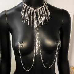 Wholesale Fringe Nipple Chain Nightclub Personality Rhinestone Necklace Body Chain