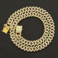 Full Diamond Rhinestone Cuban Chain Necklace With Fancy Diamonds Supplier