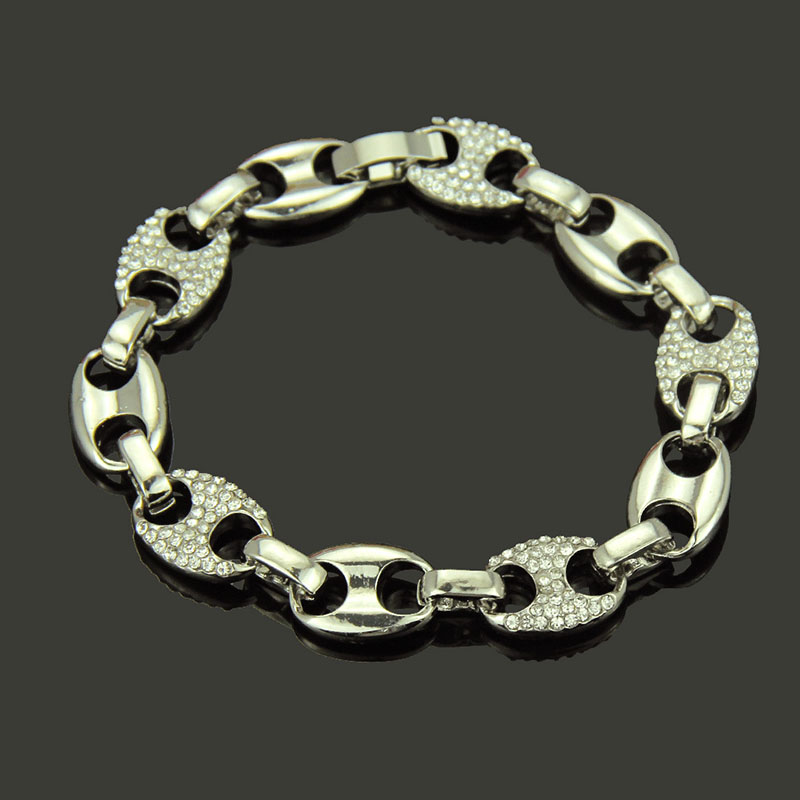 Wholesale Stylish Diamond Encrusted Oval Bracelet