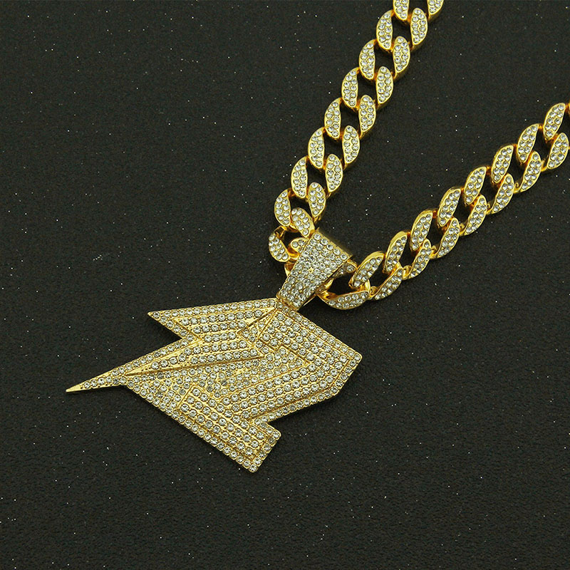 Men's Pendant Necklace With Large Diamond Encrusted Lightning Bolt Tag Distributor