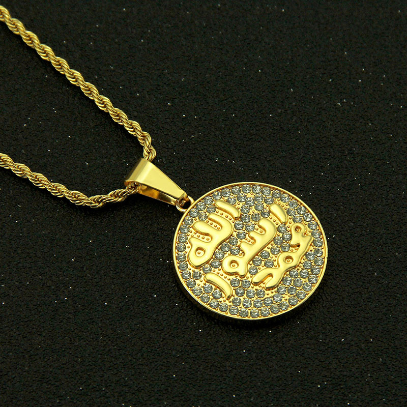 Men's Diamond Studded Symbol Round Pendant Necklace Distributor