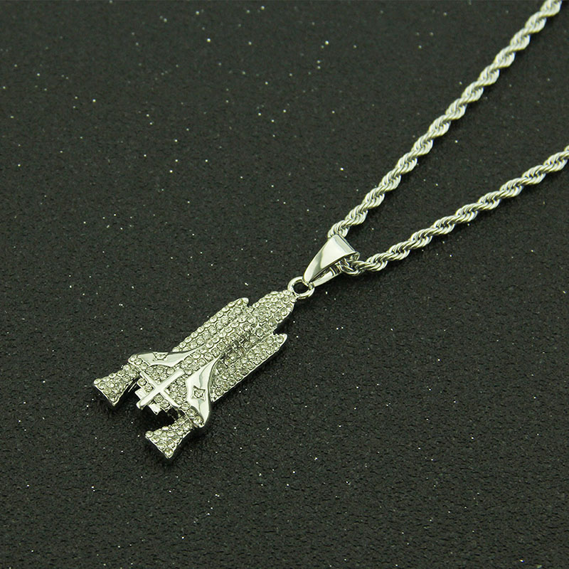 Hip Hop Diamond Studded Rocket Pendant Necklace Distributor