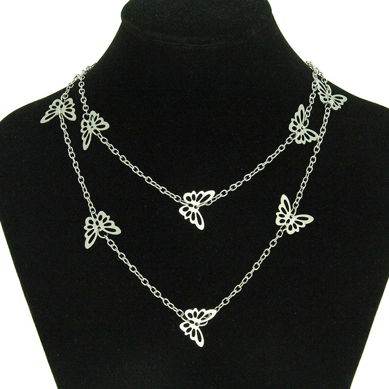 Wholesale Jewelry Korean Version Simple Hollow Butterfly Necklace Collarbone Chain Set