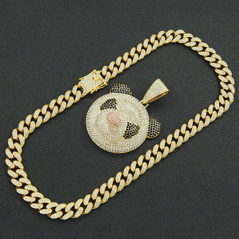 Stereoscopic Full Diamond Panda Large Pendant Cuban Chain Necklace Manufacturer