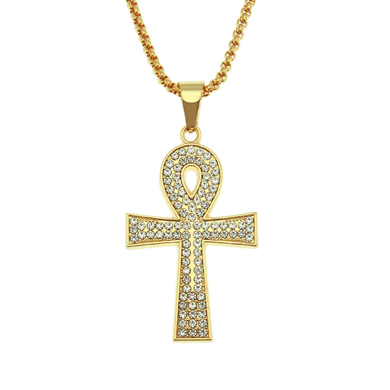Simple Fashion With Diamond Cross Pendant Long Jumper Necklace Supplier