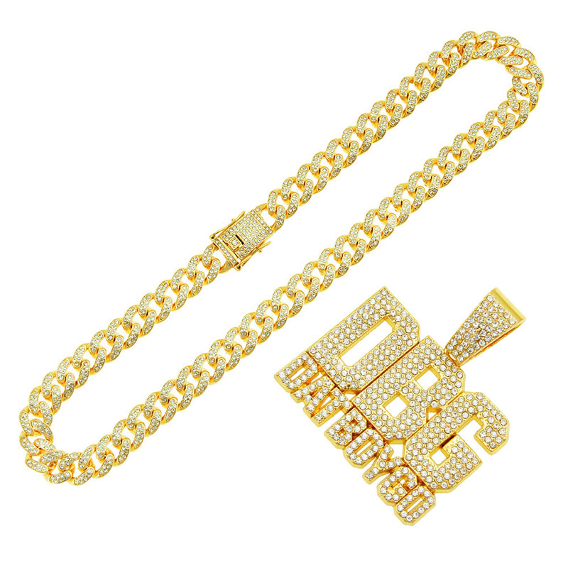 Personalised Creative Double Row Pieced Full Diamond Letter Pendant Necklace Manufacturer