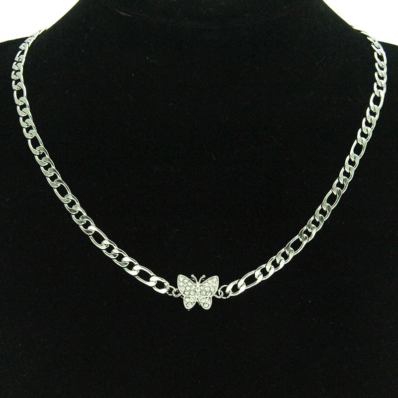 Personalised Diamond And Butterfly Simple Glossy Cuban Chain Necklace Supplier