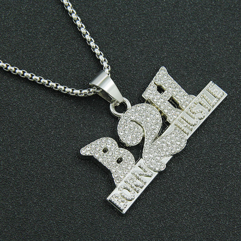 Full Diamond Number And Letter Pendant Necklace Long Manufacturer