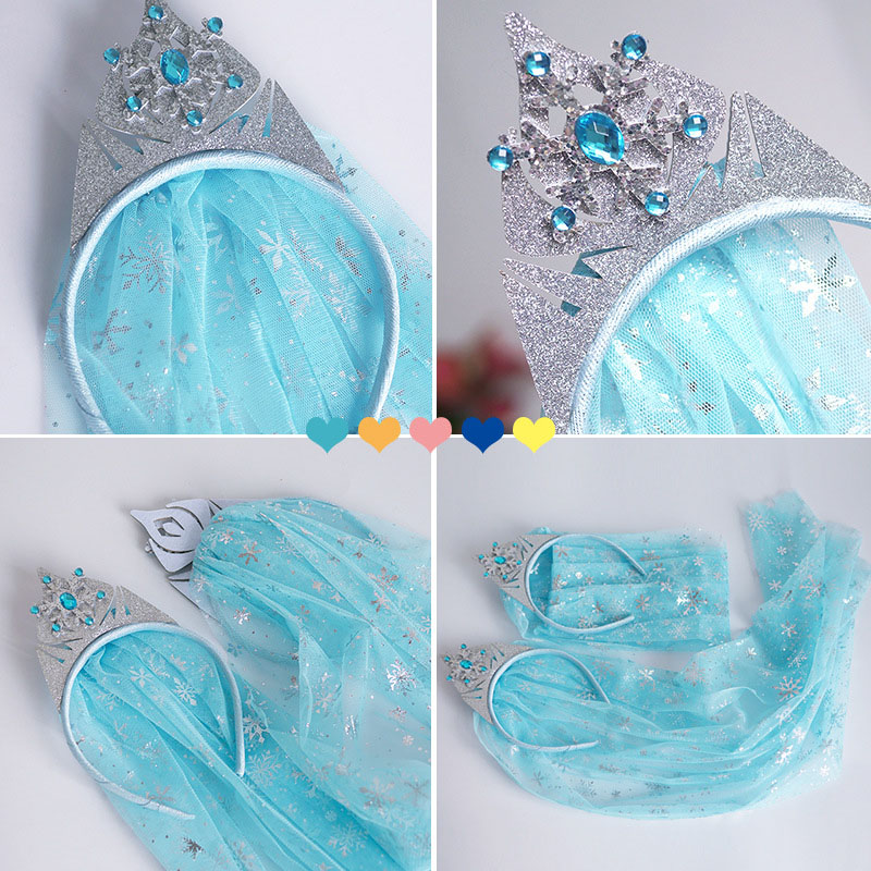 Sha Princess Hair Band Headdress Snowflake Veil Jewelry Children's Crown Phi Veil Headband Distributor