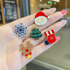 Men And Women Cute Japanese Snowflake Tree Elk Old Man Badge Cartoon Pin Buckle Distributor