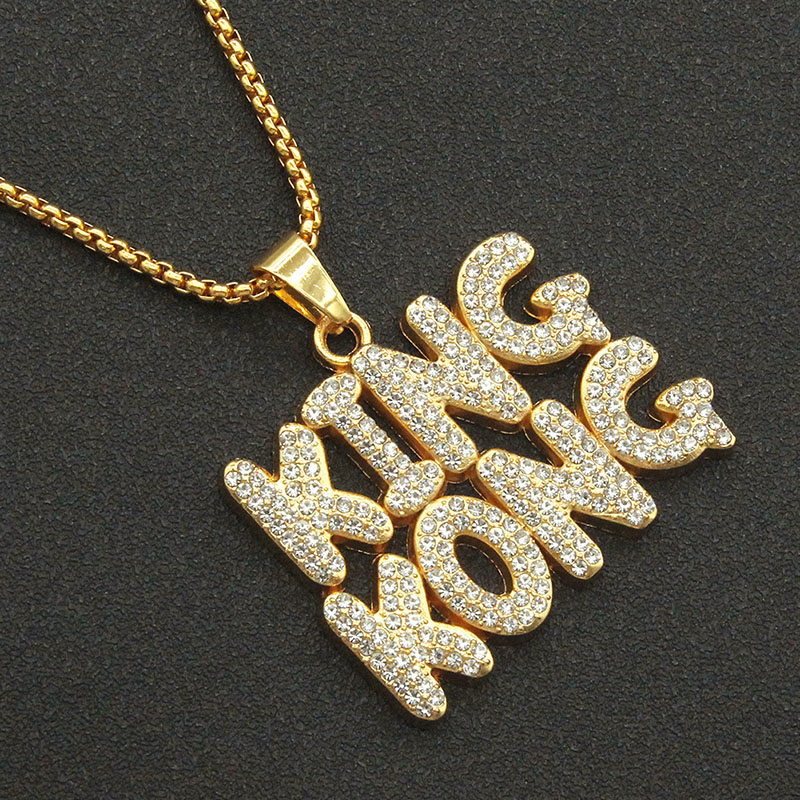English Letters Full Diamond Pieced Pendant Necklace Supplier