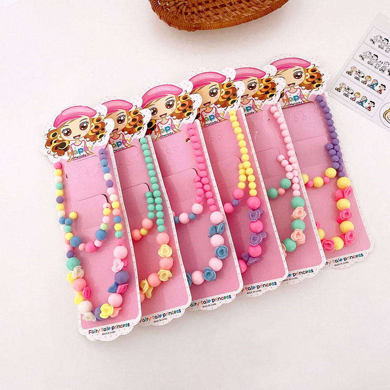 Color Beads Necklace Bracelet Girls Baby Handmade Beads Sweet Princess Jewelry Distributor