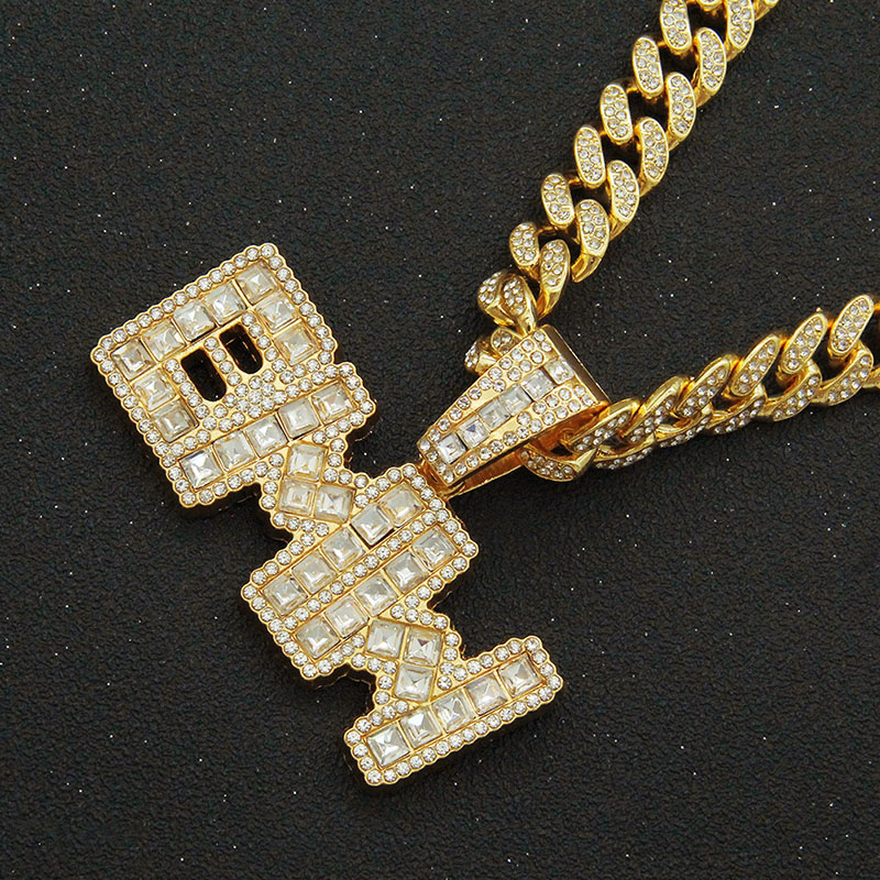 Creative Pieced Full Diamond Letter Pendant Exaggerated Necklace Supplier