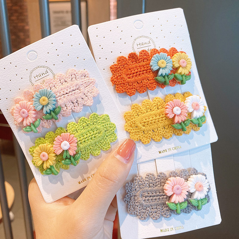 Cute Daisy Headdress Baby Knitted Hair Card Korean Little Girl Bb Clip Distributor