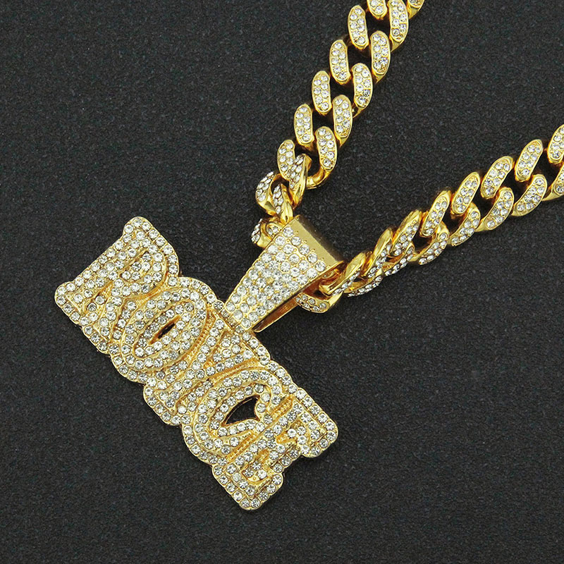 Personalised Full Diamond Three Dimensional Letter Cuban Chain Pendant Necklace Supplier