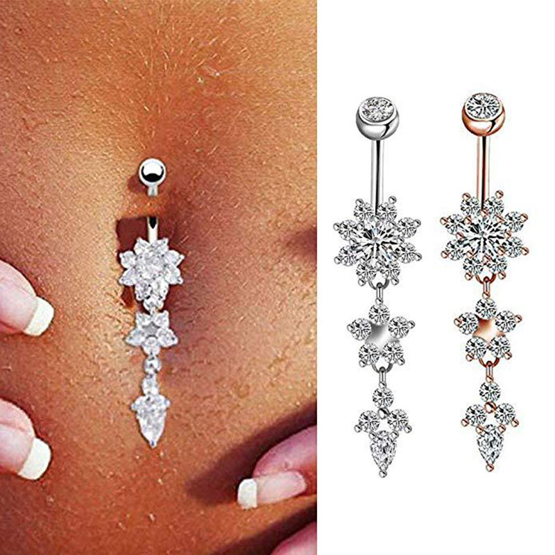 Explosive 5-piece Set Of Rose Gold Navel Ring Piercing Navel Button Piercing Jewelry Supplier