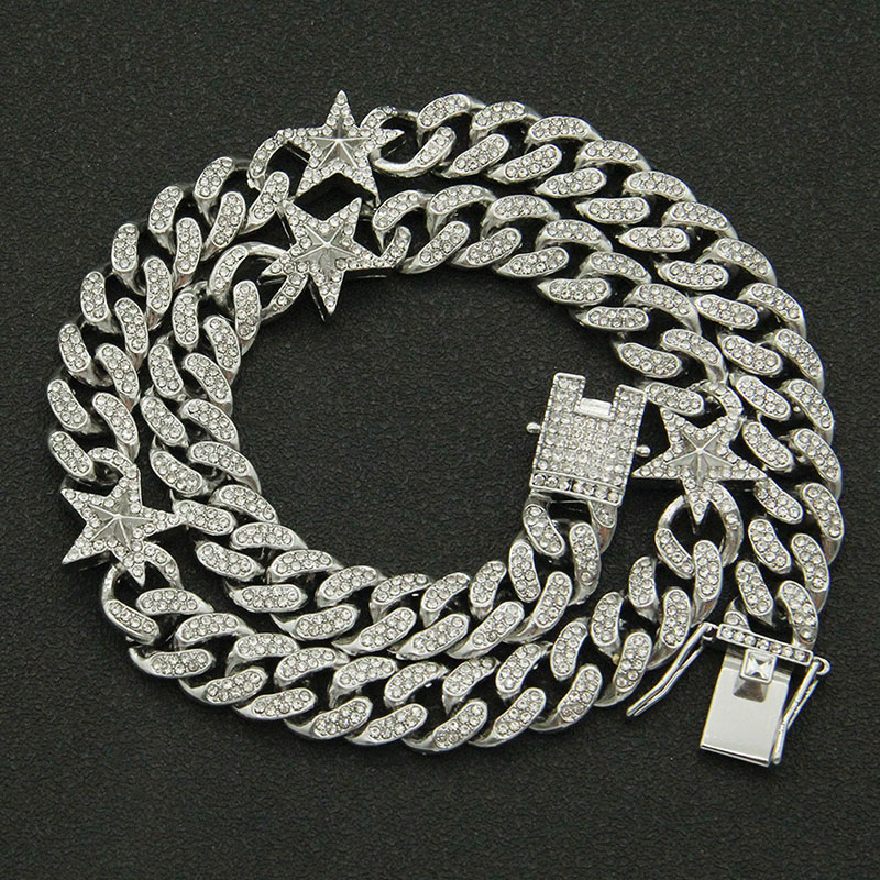 Stereoscopic Full Diamond Star Cuban Chain Necklace Supplier