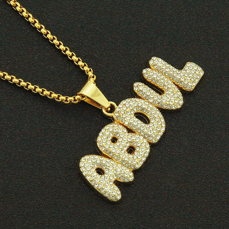 Punk Full Diamond Pieced Alphabet Pendant Necklace Supplier
