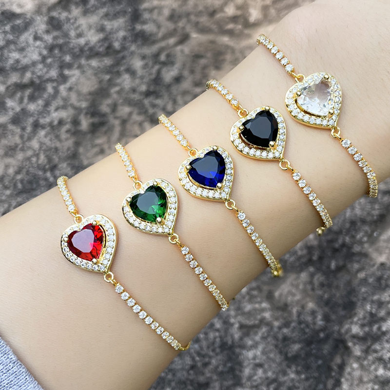 Fashion Zirconia Love Bracelet Temperament Versatile Design Pull Adjustable Heart-shaped Hand Jewelry Distributor