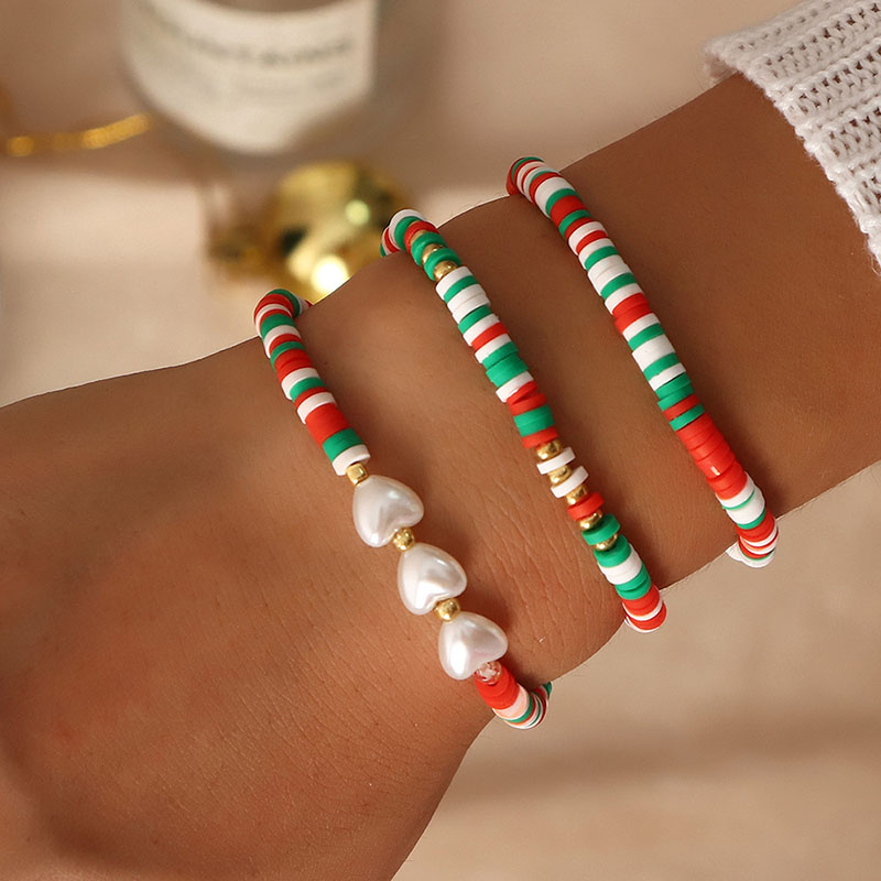 Christmas Decorative Gifts Small Jewelry Colorful Soft Ceramic Rice Beads Beads Love Bracelet Distributor