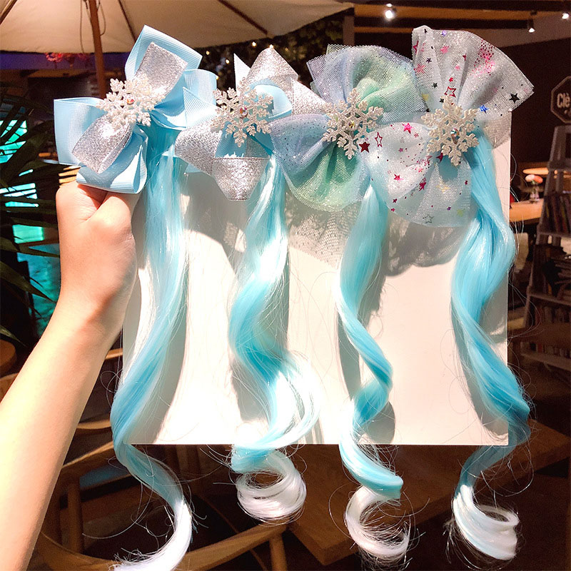 Wholesale Jewelry Children Frozen Wig Hair Clip Girls Cartoon Hair Card Clip Little Girl Headdress