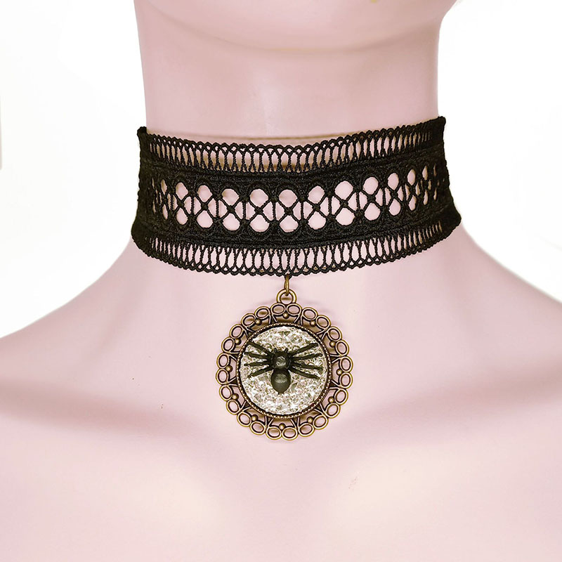 Fashion Black Lace Necklace Spider Pendant Multi-layered Collarbone Chain Distributor