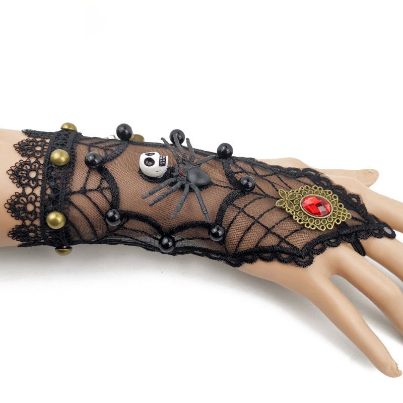 Wholesale Jewelry Spider Web Black Lace Glove Ring Skull Halloween