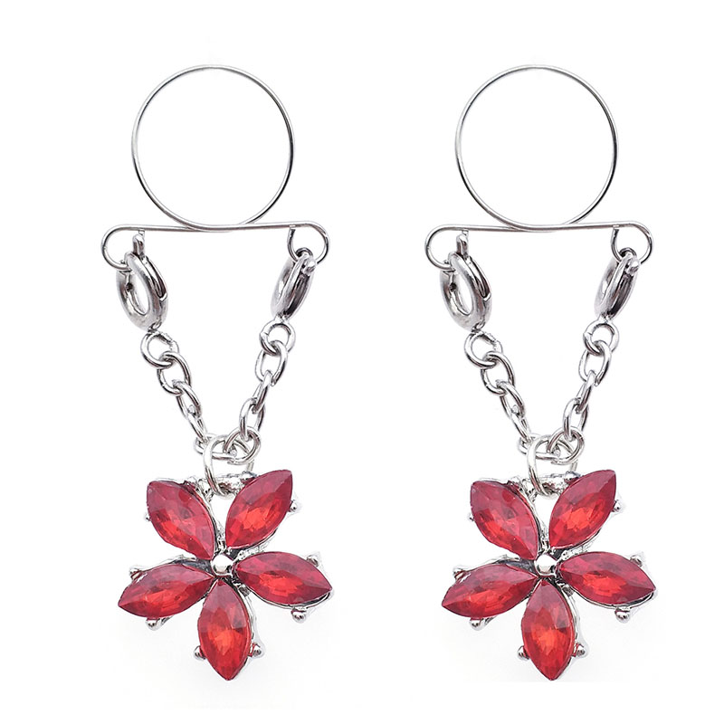 Five-petal Flower Red Fake Nipple Ring Adjustable Nipple Piercing Manufacturer