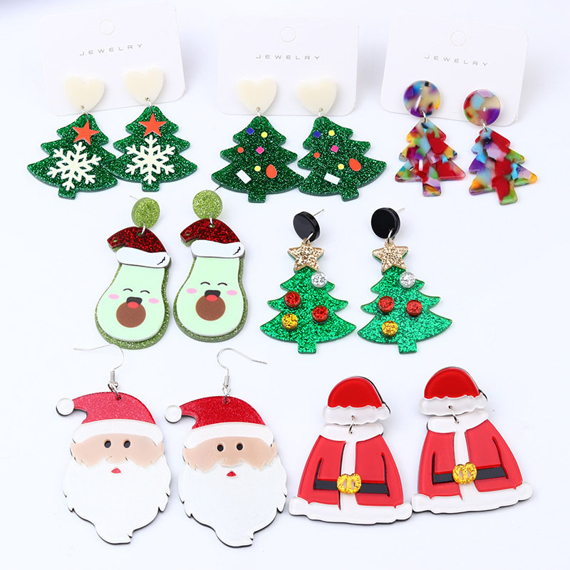 Wholesale Jewelry Christmas Tree Christmas Clothes Hat Earrings Multilayer Acrylic Earrings