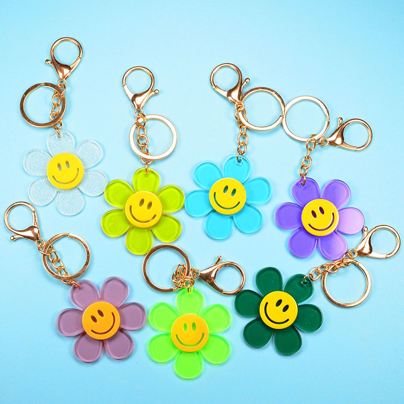 Wholesale Jewelry Korean Version Of The Cute Acrylic Smiley Sunflower Keychain Pendant