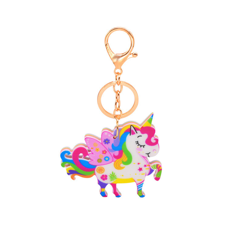 Wholesale Jewelry Cartoon Acrylic Keychain Custom Printing Cute Unicorn